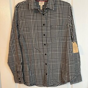 St. John's Bay Black and White Plaid Shirt